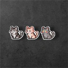 ピクセルネコ 3匹セット かわいい猫 防水反射ステッカー