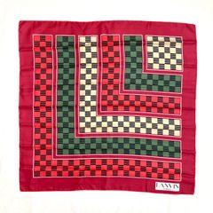 フランス製 LANVIN スカーフ 大判 シルク ランバン バーガンディ ハンカチ ストール ショール ファブリック ヴィンテージ アンティーク MADE IN FRANCE