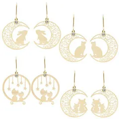 フックピアス レディース 月 三日月 ムーン ステンレス 金属アレルギー対応 ウサギ ネコ 子猫 兎 動物 アニマル ゴールド ラインストーン 可愛い メール便 送料無料 プレゼント 秋冬 大人気