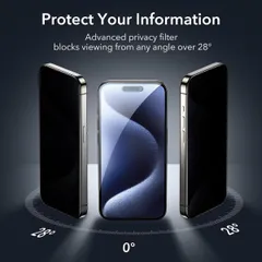 ESR for iPhone 15 Pro 保護フィルムセット ケースに優しい カメラレンズプロテクター2セット付き 3枚入り