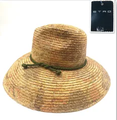 エトロ 麦わら帽子 ETRO ハット 帽子 メンズ レディス 美品 M