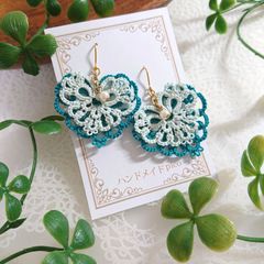 ハートピアス(イヤリング)緑×ミントグリーン
