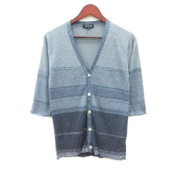 ナノユニバース nano universe カーディガン ニット ボーダー M 青 ブルー /MN