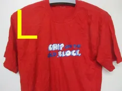TシャツL 赤　OLD  BLOCK　アメリカ古着　USA　Me835
