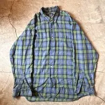 OLD GAP オールドギャップ 88-90年 紺タグ ヘビーチェックネルシャツ フランネルシャツ ブルー 80s 90s メンズL相当 ヴィンテージ アメカジ