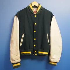 【80s】ゴールデンベア/革タグ/メルトン×袖レザースタジャン/ヴィンテージ/L 中古・古着通販】Golden Bear (ゴールデンベア) 袖レザー