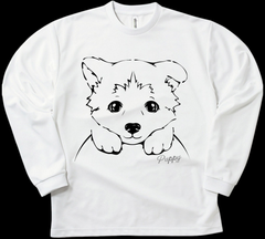 いぬイラスト/オリジナルデザイン/00304-ALT/glimmer 4.4オンス ドライロングスリーブTシャツ/ホワイト