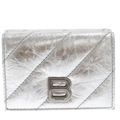 BALENCIAGA (バレンシアガ) CRUSH ミニウォレット メタリックキルト 三つ折り財布 シルバー 766463210IW8110のサムネイル