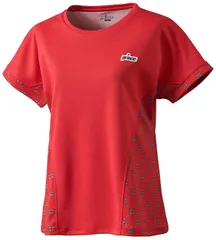 【Sサイズのみ】prince（プリンス）ゲームシャツ 半袖 テニスウェア レディース・ウィメンズ レッド×ネイビー WS1054-266-S