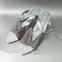 ◇ JELLY BEANS ジェリービーンズ 総柄 ローヒール おしゃれ ミュール サンダル サイズL ブラック系 レディース E  【1407180047488】