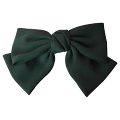 【迅速発送】2段リボン バレッタ 大きめ 卒業式 レディース 結婚式 かわいい ヘアアクセサリー 10.モスグリーン