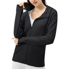 [THREEGUN] ラッシュガード レディース 長袖 指穴付き UPF50 体型カバー ジップパーカー オーバーウェア フード パーカー 日焼け防止 UVカット 夏