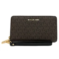 マイケルコース 長財布 レディース ラウンドファスナー ベルト付き 34F1GJ6E3B ブラウン/ブラック