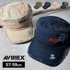 ワークキャップ AVIREX アヴィレックス アビレックス メンズ アメカジ ブランド ブラック カーキ ベージュ ネイビー 黒 ダメージ加工 パッチワーク 帽子 深め 中学生 高校生 男性 男の子 大きいサイズ おしゃれ アウトドア 57 58 59 cm