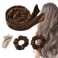 【数量限定】カーラー 巻き髪 寝ながら hair curler PUREAMBER ヒートレスヘアカーラー ヘアアレンジ グッズ (ブラウン)