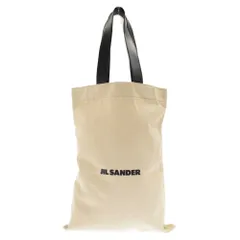 JIL SANDER (ジルサンダー) FLAT SHOPPER GRANDE レザー キャンバス トートバッグ ショッパーバッグ ブラック/ホワイト JSMS852457のサムネイル