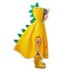 [人気商品]イエローA_S(参考身長80-100CM） 子供 レインコート 恐竜 ランドセル対応 男の子 女の子 カッパ キッズレインウェア ポンチョ 雨具 かわいい 防水 透明ツバ 収納袋付き raincoat 通学 通園 アウトドア イエローAタイプ Sサ