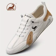 スニーカー 本革 メンズ カジュアルスニーカー カジュアル スポーツスタイル ラウンドトゥ ロートップ スリッポン 幾何学模様 オールシーズン 快適なソフトソール ゴムアウトソール 本革アッパー 豚革ライニング ファブリックインソール ホワイトブラウン