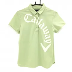 【超美品】キャロウェイ 半袖ポロシャツ ライトグリーン系×白 ビッグロゴプリント レディース L ゴルフウェア Callaway