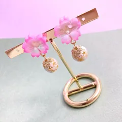 【 ピアス or イヤリング 】 レジン 和風 桜 和 ピンク 花 フラワー 和服
