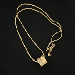 【良品】NINA RICCI ニナリッチ ネックレス NRロゴ キューブモチーフ ラインストーン ゴールドカラー　1004002