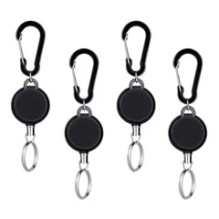 [サムコス] リールキーホルダー カラビナ付 伸縮自在 最長60cm リールストラップ パスケース リール 金具 吊り下げ名札用