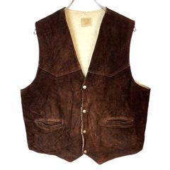 VINTAGE ウエスタン ベスト スエード調 レースアップ ブラウン vest 
