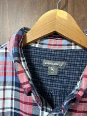 Eddie Bauer(エディーバウアー) レッド×ブルー×ホワイト シャツ サイズL 古着