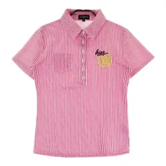 サイズ：2 KISS ON THE GREEN キスオンザグリーン  半袖ポロシャツ ストライプ ピンク系 [240101466263] ゴルフウェア レディース ストスト