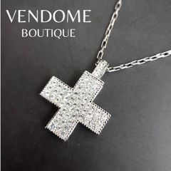 【最終価格】VENDOME BOUTIQUE ヴァンドームブティック ラインストーン ネックレス クロス 箱付き アクセサリー シルバーカラー