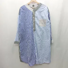 ◇ ⊂ merlot チェック柄 マルチカラー シャツ 長袖 ロング丈 ワンピース サイズ表記なし ブルー ブラック レディース E  【1412260003162】