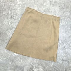★【VALENTINO/ヴァレンティノ】 コットン ニット 台形 スカート 膝丈 ベージュ ウエストゴム Lサイズ PAWNSHOPRiZ  パウンショップリズ
