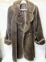 Leilian/レリアン　毛皮　ファーコート　ボアコート　13+サイズ　ブラウン/ダークブラウン　ヴィンテージ　古着　アウター　ジャケット　SH108