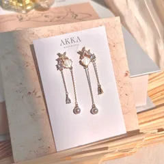 18kgp◆Shell starfish chain earring シェルとヒトデのチェーン　樹脂イヤリング　貝殻　マリン　樹脂ピアス　金属アレルギー　パール　ジルコニア　大人可愛い