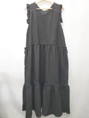 ◇ ⊂ GORGE ゴージ フリルスリーブ ノースリーブ 膝下丈 ティアード ワンピース サイズF ブラック レディース E  【1506250009835】のサムネイル