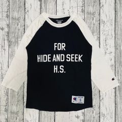 HIDE AND SEEK ハイドアンドシーク Champion　チャンピオン ラグラン S　ブラック・ホワイト 七分袖  長袖 リンガー Tシャツ　降谷建志 COOTIE Dragon Ash kj