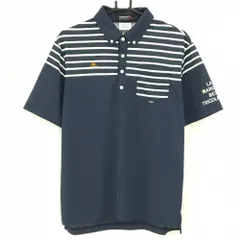 ルコックゴルフ 半袖ポロシャツ ネイビー×白 上部ボーダー ボタンダウン  メンズ L ゴルフウェア le coq sportif