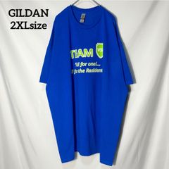 【GILDAN】TEAM VSL プリントロゴ　オーバーサイズ　半袖Tシャツ　ブルー　2XL US古着
