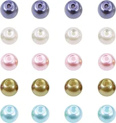 PandaHall Elite 約400個セット ガラスパール 直径4mm Mix ビーズ( 混合色4)