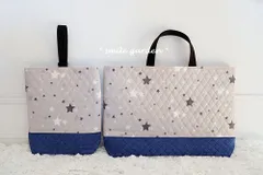 【即納・在庫限り】レッスンバッグ２点セット(グレースター×デニムブルー)