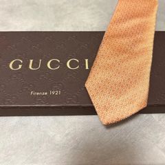 美品 GUCCI グッチ シルク 100％ オレンジ G柄 総柄 254-682