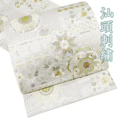 未使用品　正絹　蘇州刺繍袋帯 六通　明るめのブロンズカラー 華文、うさぎ、幾何学 未使用品 正絹 蘇州刺繍袋帯 六通 明るめのブロンズカラー 華文