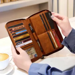 大容量長財布　レトロブラウン　上品　オシャレ　可愛い　ストラップ付き　880