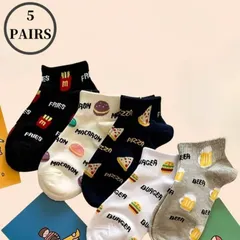 セール☆人気！ジャンクフードな靴下 5足セット レディース ソックス スニーカーソックス くるぶしソックス 可愛い 新品未使用のサムネイル
