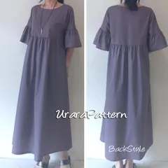 132　型紙　大人 フリル袖ワンピース　S~5L