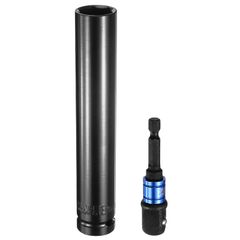 uxcell インパクトソケット 18mmメトリックソケット 差込角1/2インチドライブ 150mm長さ 1/4インチ六角軸アダプター付き 電動手動兼用 ディープ6角 CR-Vスチール アダプターアクセサリーツールセットキット ヘックスボルトナット用