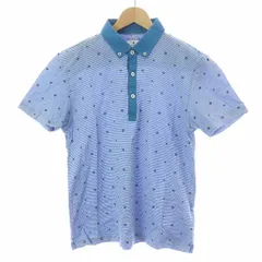 ランバンオンブルー LANVIN en Bleu ポロシャツ カットソー 半袖 ボーダー 48 M 青 ブルー /AT27のサムネイル