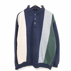 XL/古着 長袖 スウェット メンズ 00s マルチカラー 襟付き 紺他 ネイビー 23dec11 中古 スエット トレーナー トップス