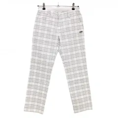 【美品】マスターバニー パンツ 白×グレー チェック ストレッチ レディース 0(S) ゴルフウェア MASTER BUNNY EDITION