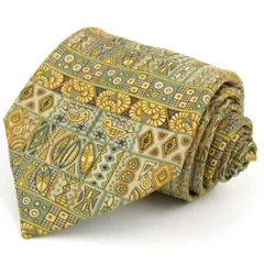 エルメス ネクタイ ブランド 総柄 シルク フランス製 7641TA メンズ モスグリーン HERMES 【中古】